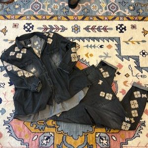 Johnny Was Jade Black faded Denim set